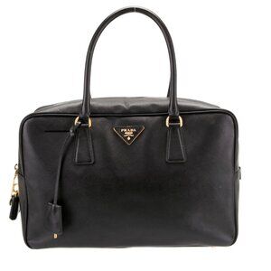 Authentic Prada Saffiano Bauletto Bag Black